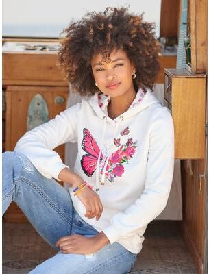 Plus Size Women's Graphic Hoodie by Joe Browns in Graphic Butterfly (Size S)