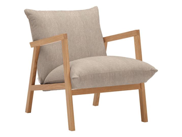 Carryhome Sessel, Beige, Holz, Eiche, massiv, 65x80x85 cm, Wohnzimmer, Sessel, Sonstige Sessel