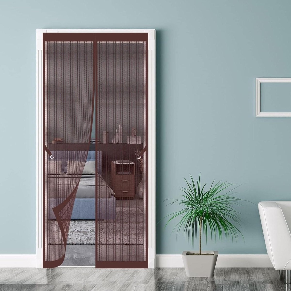 Bruin Magnetisch Insectengaas Gordijn voor de Deur - 120 x 250 cm