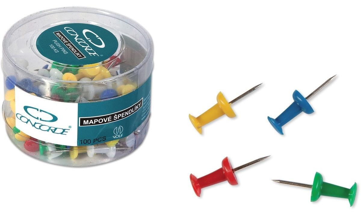 Concorde Home Entertainment Speldjes voor kurkborden, Mix van kleuren, 100 stuks