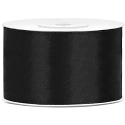 PartyDeco Satin Geschenkband schwarz 25m 38mm breit