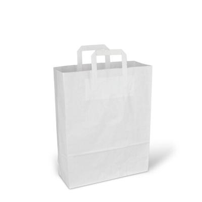 250 Papiertragetaschen Papiertüten mit Flachhenkel weiß groß 32x12x40cm 80g/m²