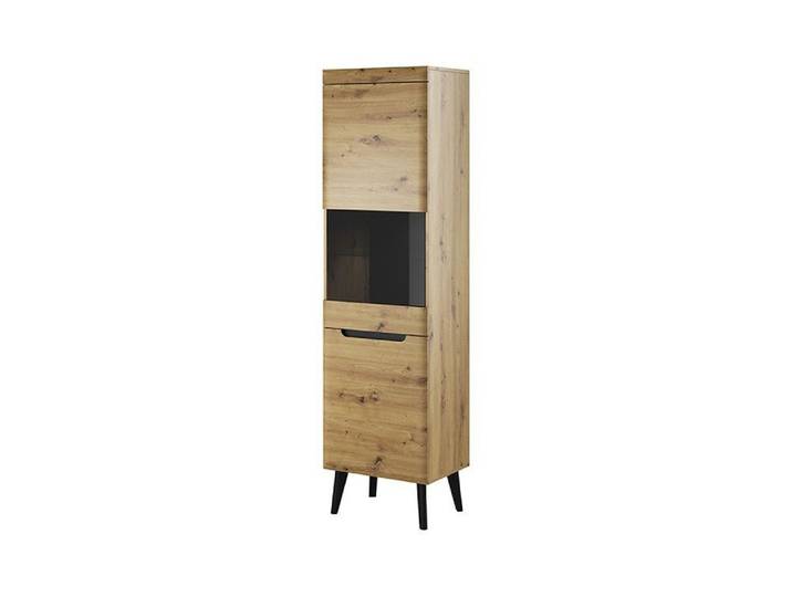 JVmoebel Vitrine Glasregal aus Holz mit LED-Beleuchtung in warmem Braun (1-St) Made in Europa