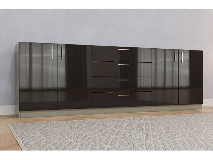 Esszimmerschrank nach Maß - RAL 8022 Schwarzbraun - 90x270x42cm - Individuell konfigurieren