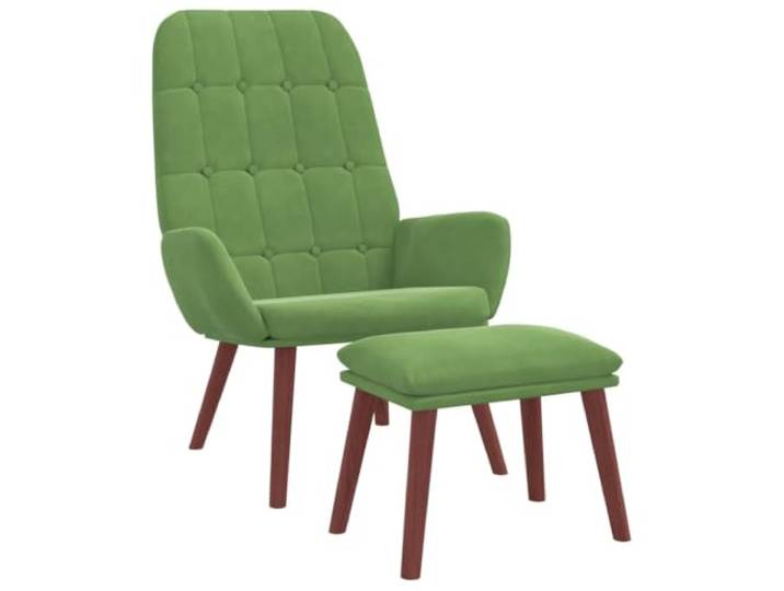 Makastle Relaxsessel mit Hocker Hellgrün Samt