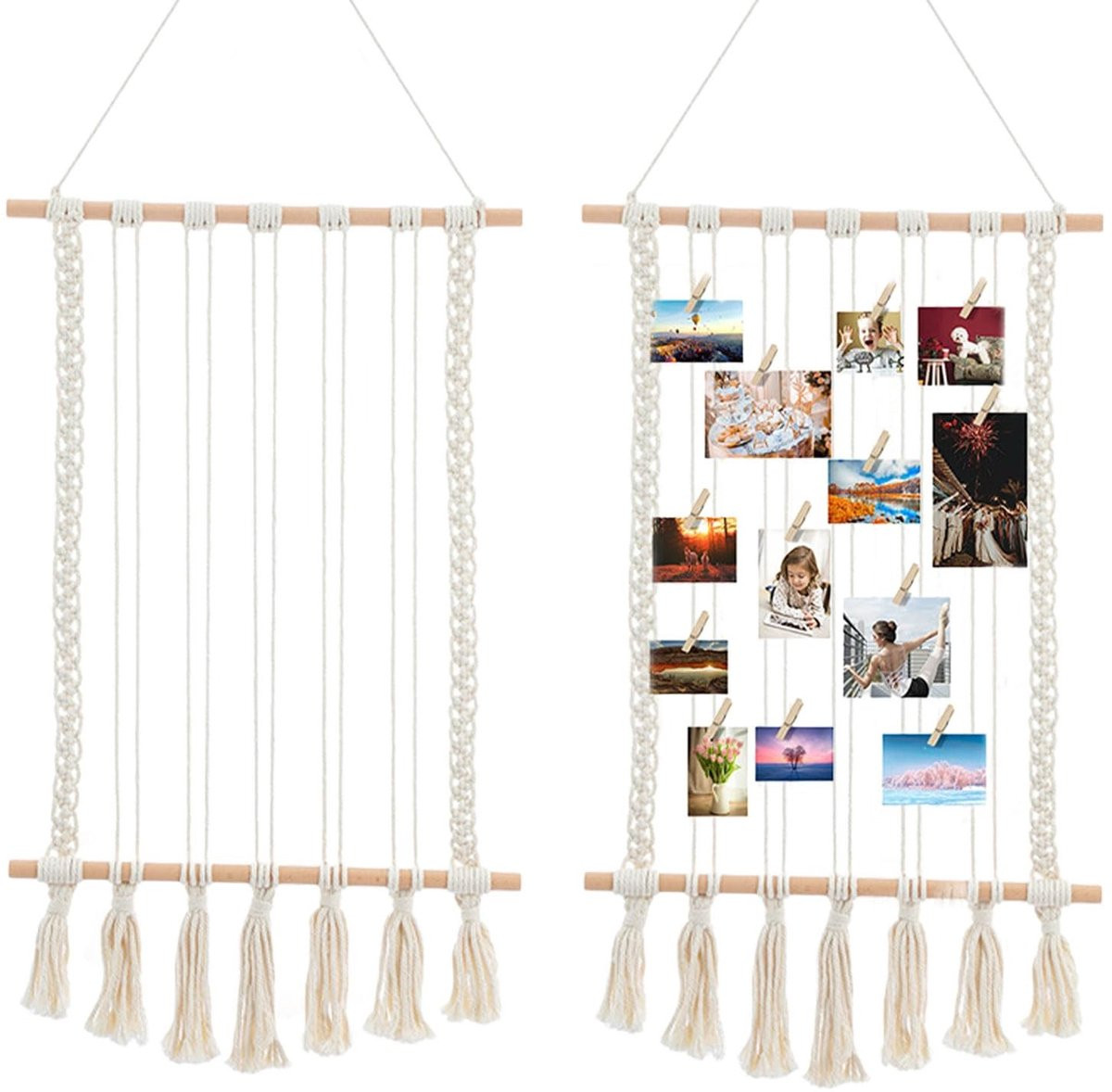 NTHProducts Set van 2 Hangende Macrame Fotolijsten - Boho Wanddecoratie