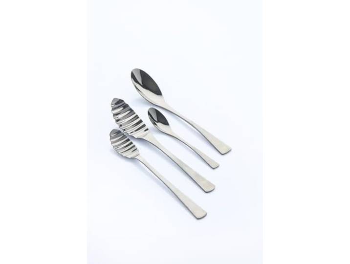 Frank Haasnoot Quenelle Löffel Set 4-teilig mit Wellen-Design & Klassisch Profi-Patisserie Werkzeug für Köche Edelstahl Servierlöffel Silber
