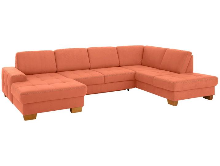 Wohnlandschaft, Orange (Terra), 340x224 cm, Luxus-Microfaser, Federkern & Sitztiefenverstellung, Modern, Home-affaire