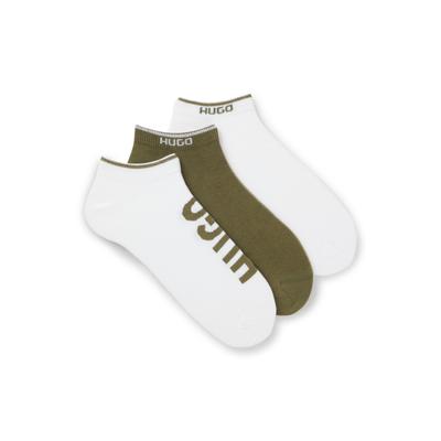 Sneakersocken HUGO UNDERWEAR "3P AS LOGO CC", Herren, Gr. 43-46, weiß (open grün 346), Baumwollmischung, Socken Sneakersocken, mit Logodetails