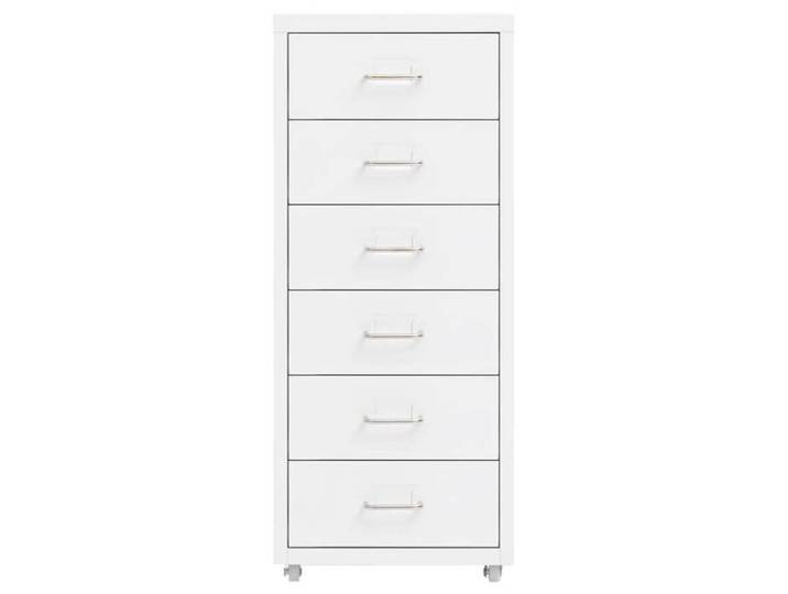 Classeur mobile moderne - vidaxl - Blanc - 28x41x69 cm - Métal - 6 tiroirs - 4 roues - Capacité de charge totale 35 kg