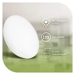Briloner, Deckenleuchte, ELIPSO A Ultraeffiziente LED Deckenleuchte - Weiss (2520 lm)