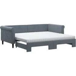 vidaXL Tagesbett Ausziehbar mit Matratzen Dunkelgrau 90x190 cm Samt