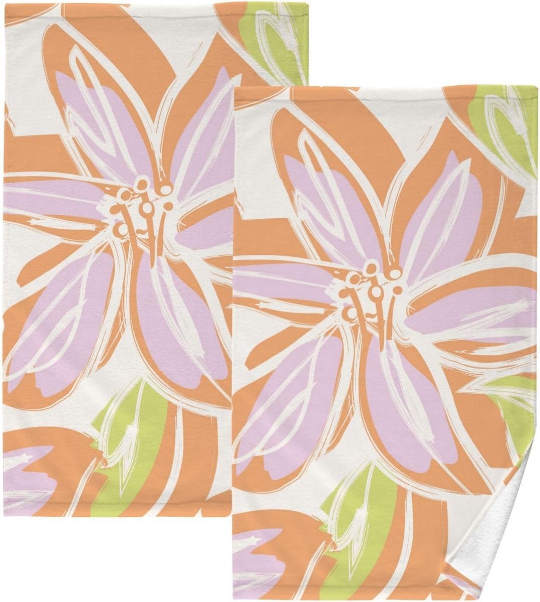 Set van 2 meerkleurige bamboe washandjes met decoratief bloemenpatroon voor de keuken en badkamer