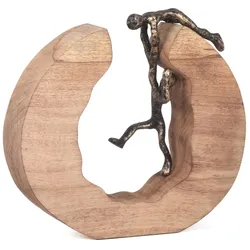 Moritz Skulptur Holz Teamwork Teamarbeit 29,5 x 28 cm Schwarz Gold Dekoration Deko Art