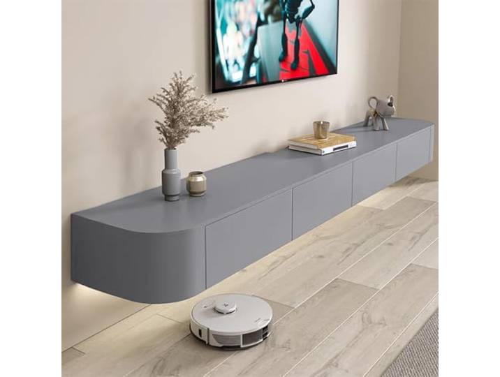 Coubird TV Schrank hängend Grauer Holz Großer TV Wandschrank TV Lowboard TV Schrank, Entertainment Aufbewahrung TV Mediensteuerung TV Hängeboard Geeignet für Wohnzimmer Schlafzimmer