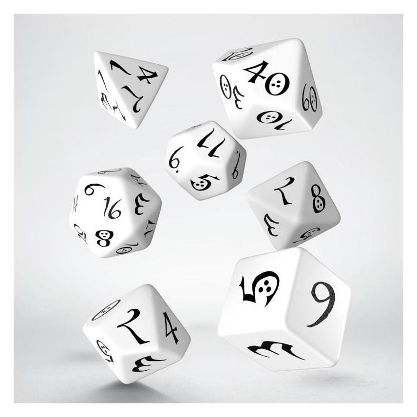 Q Workshop SCLE02 - Classic RPG weiss & schwarz, Würfelset (7 Stück) (SCLE02)