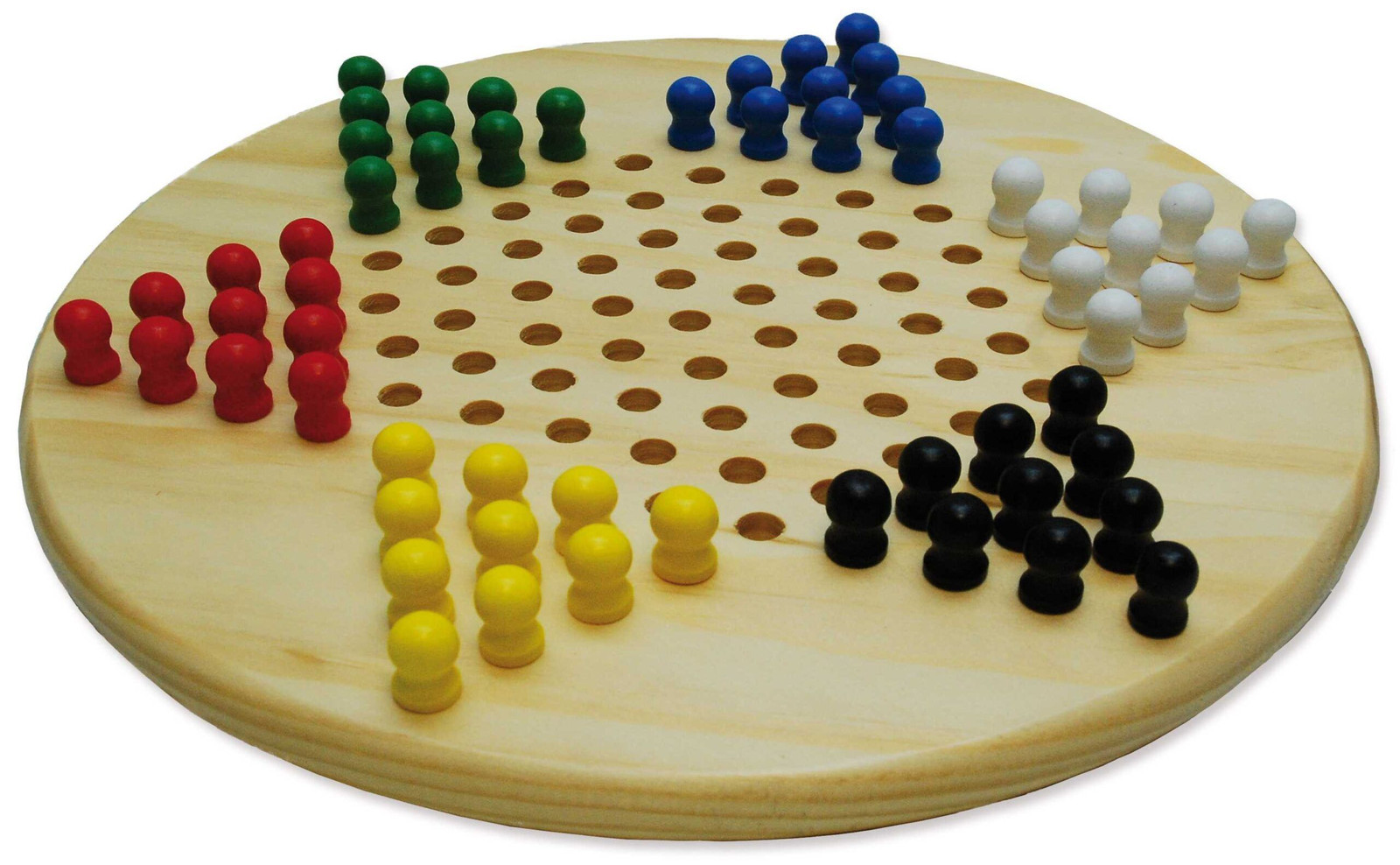 Hot Games Halma-ster spel met 60 gekleurde houten pennen, 28 cm