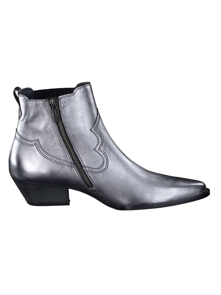 Paul Green Leder-Stiefeletten in Silber - 37