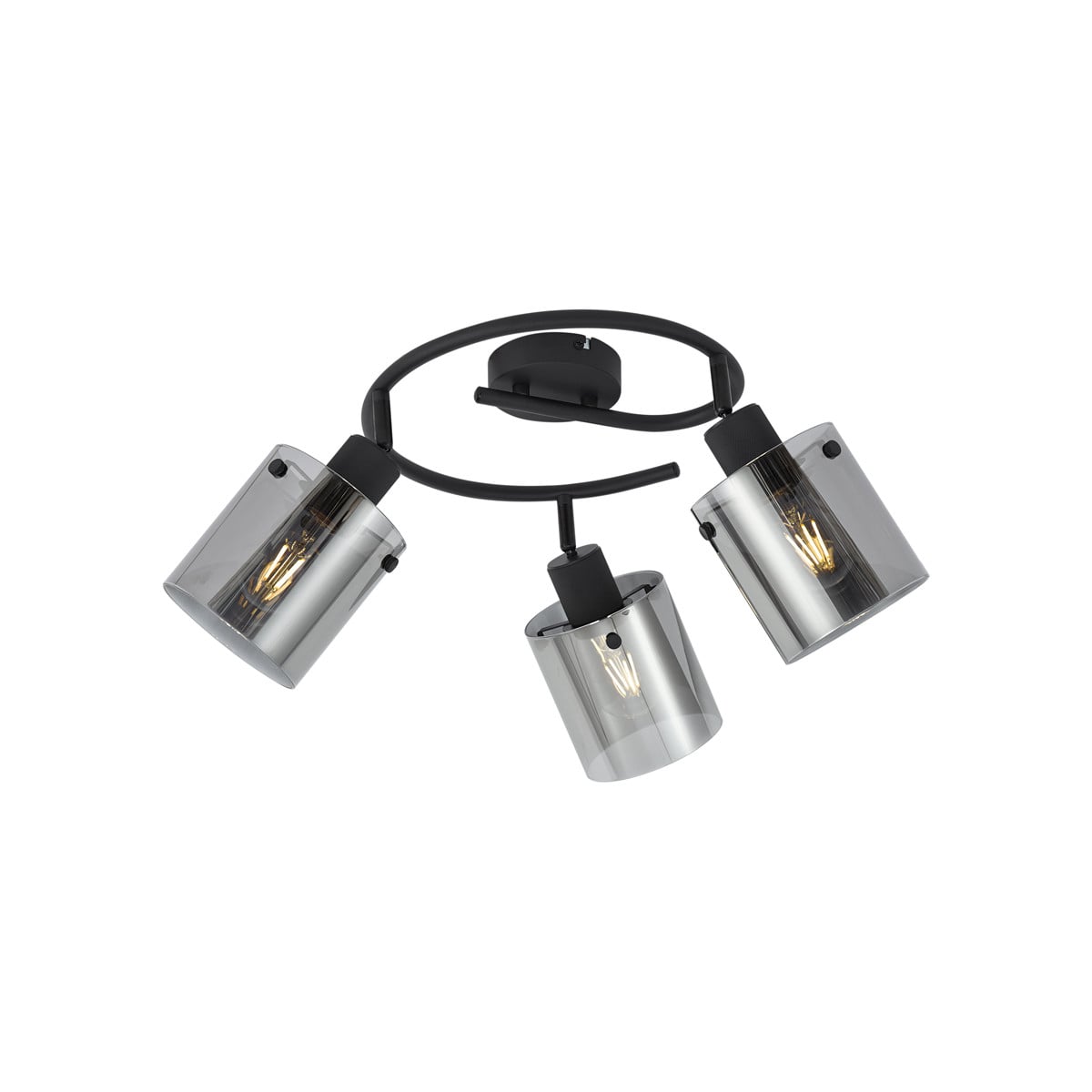 Qazqa Design plafondspot zwart met grijs glas rond 3-lichts