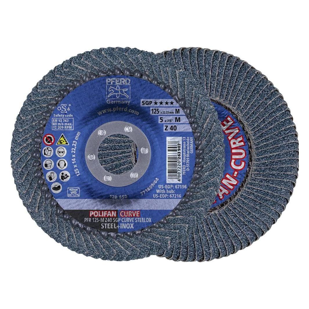 Pferd Fächerschleifscheibe POLIFAN Fächerscheibe PFR 125 M Z 40 SGP CURVE STEELOX Durchmesser mm 2 St. (40) (69398197)