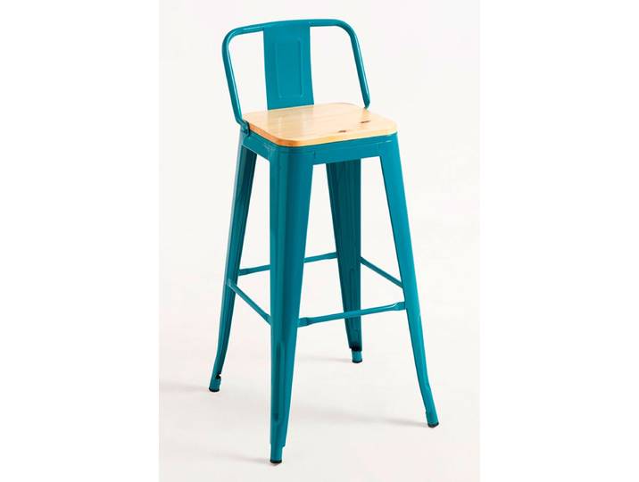 2er Set Torix Naturholz Rückenlehne Hocker 95 cm - Blaugrün