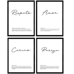 POSTER Set mit 4 Wortdefinitionen für Paare Fond Jahrgang A4 Rahmenlos