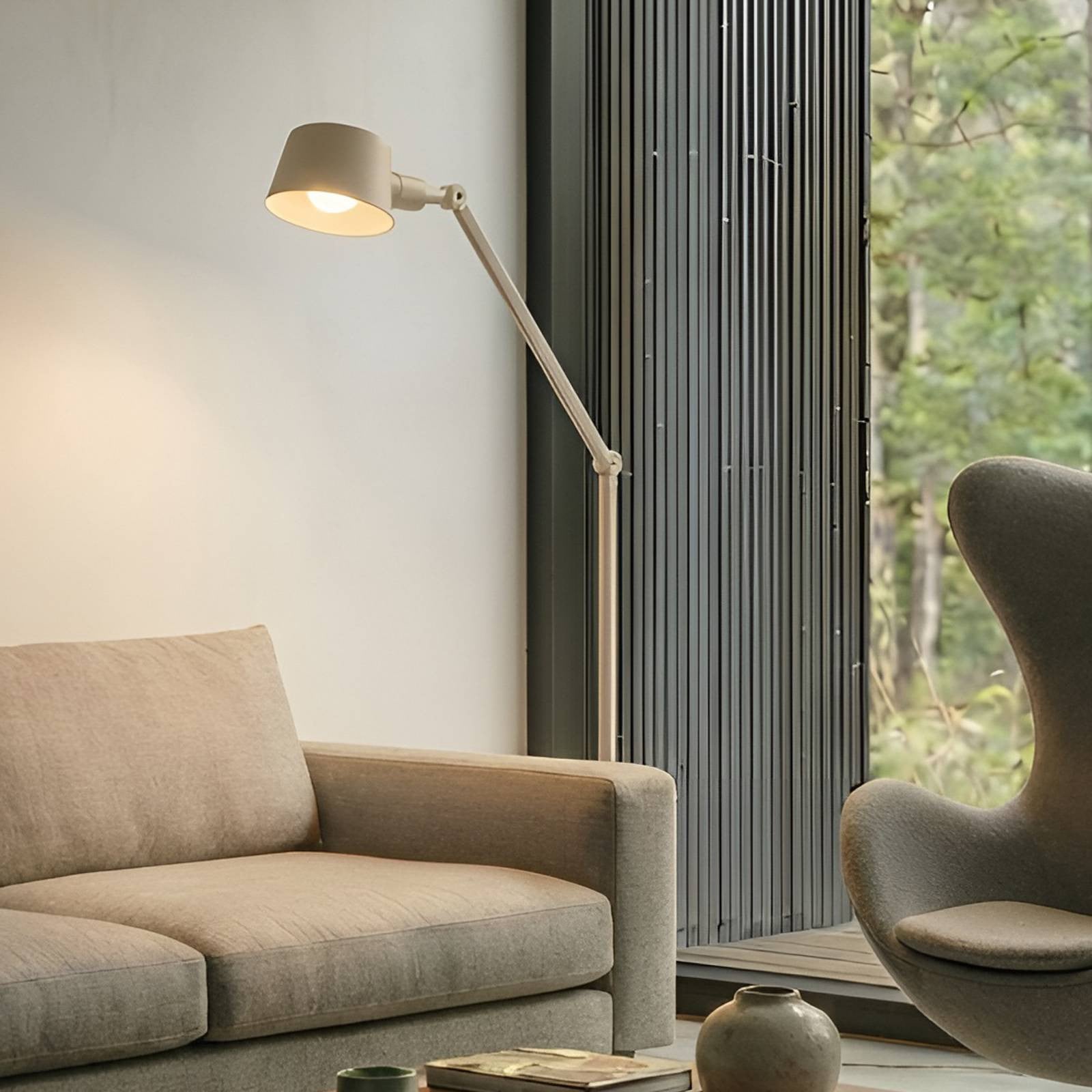 Lucande Silka Vloerlamp, Beige, Metaal, Verstelbaar, E27, Hoogte: 171 cm