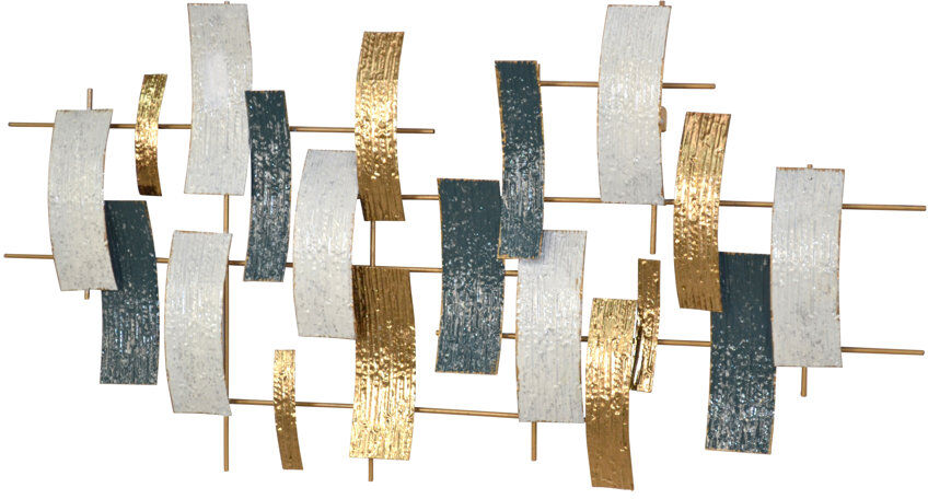 Fairmont Park Glam Abstract Wall Decor on Metal Green;Cream;Gold 61cm H X 120cm W