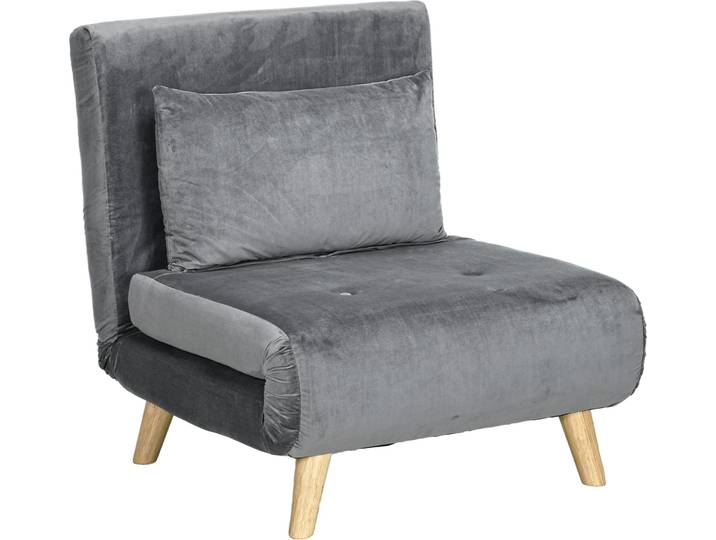 HOMCOM Schlafsessel, Klappsessel mit Bettfunktion, Schlafsofa mit Kissen, Grau