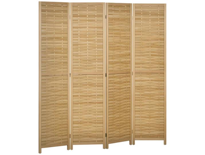 ComfortXL Paravent 4-teilig De-08823 Natur, Naturfarben, Naturmaterialen, 160x170x1.8 cm, Wohnzimmer, Raumteiler, Paravents