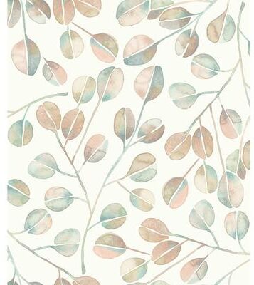 Roommates Pink & Green Cat Coquillette Eucalyptus Peel and Stick Wallpaper