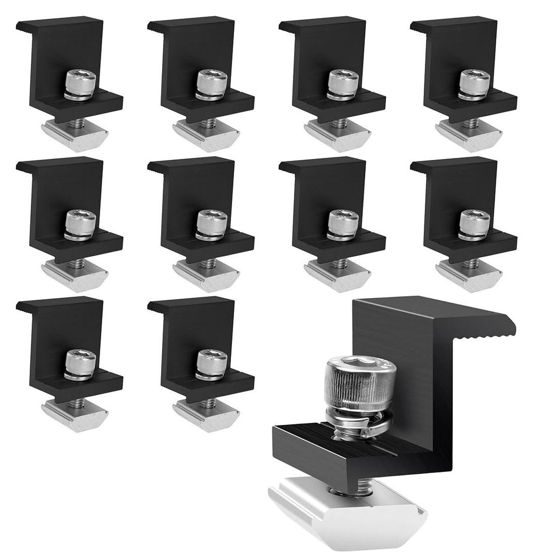 Dripio Zonnepaneel-eindklemmen, 30 mm, zwart, 10 stuks, aluminium