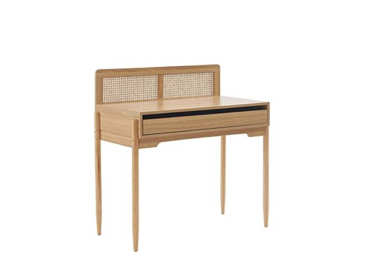 BAÏTA Bureau Enfant Pablo Effet chêne et cannage rotin