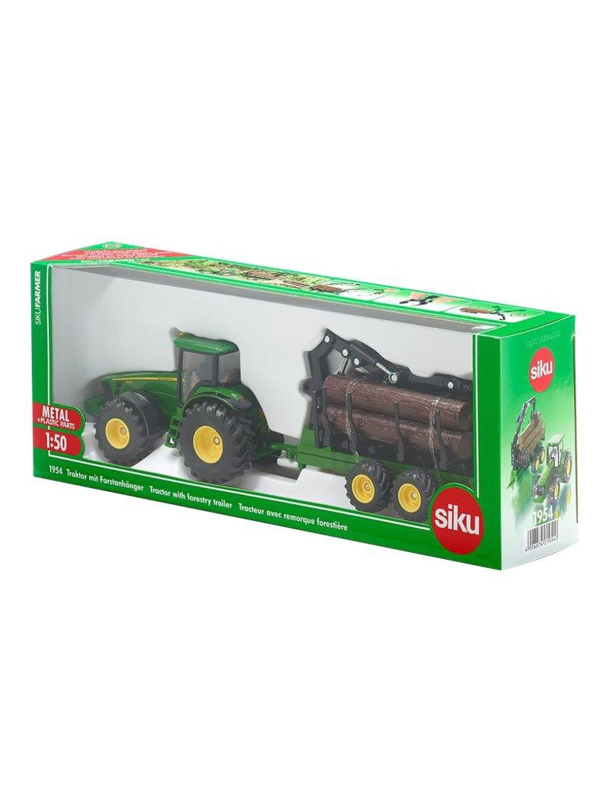 SIKU Siku 1:50 Traktor mit Forstanhänger