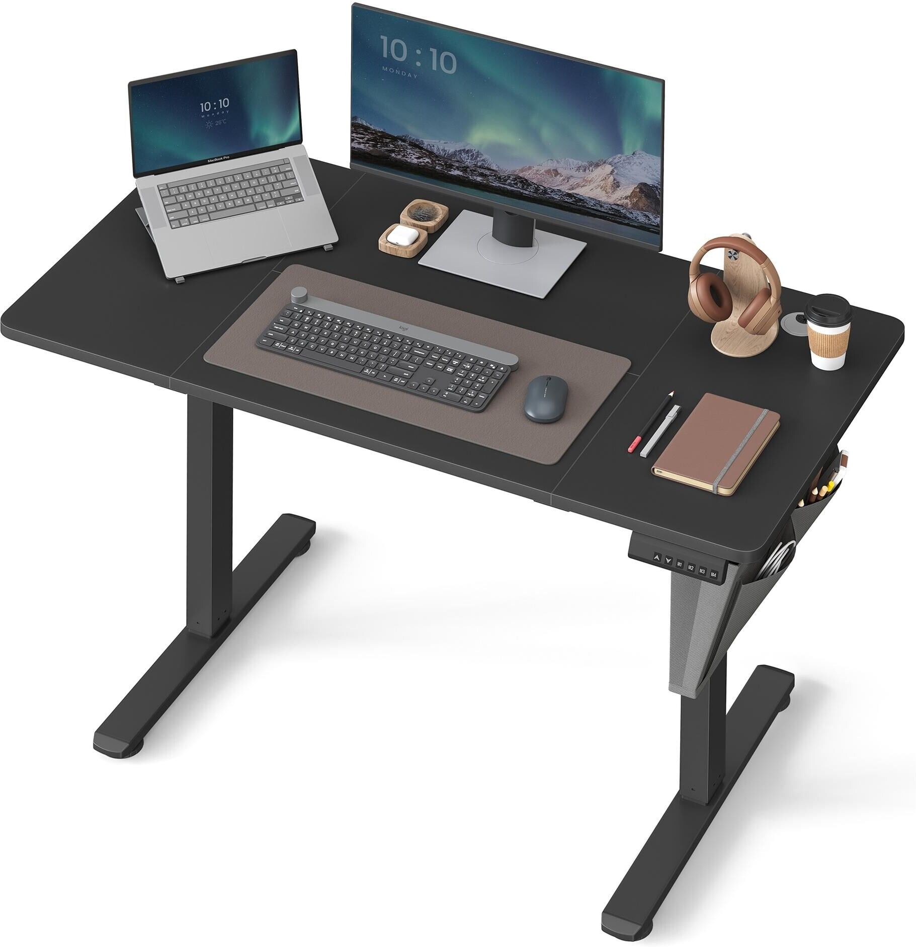 Stehtisch SONGMICS, schwarz, B:120cm T:60cm, Tische, Stehtisch, Material: Pressspan, Stahl schwarz B/H/T: 120cm x 60cm