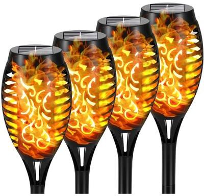 Inspire Curations Solar Flame Torch Lights Outdoor Solar Flame Lights With Waterproof LED Flicker For Garden & Yard 4pcs