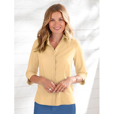 Klassische Bluse CLASSIC BASICS, Damen, Gr. 44, gelb (vanillegelb), 65% Polyester, 35% Baumwolle, unifarben, Blusen