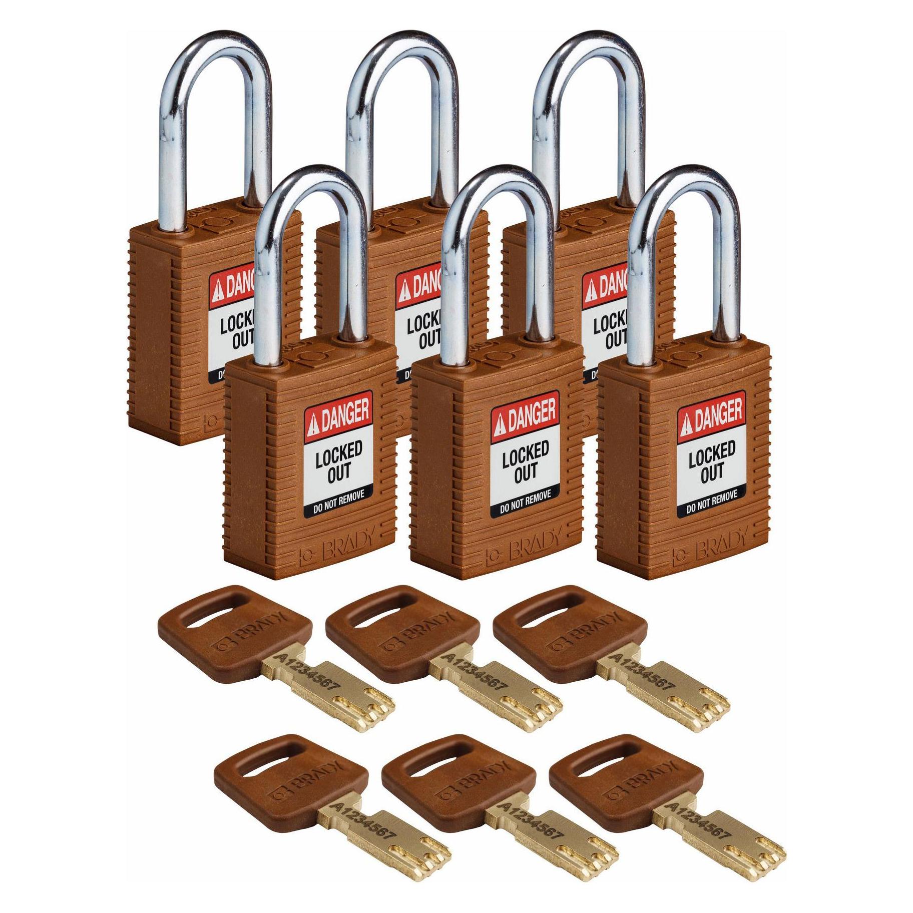 Brady SafeKey Padlocks - Nylon (NYL-BRN-38ST-KD)