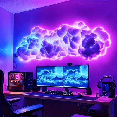 Inspire Essentials Smart Cloud Night Lamp With Music Sync For Bedroom And Gaming Decor Smart Cloud Night Lamp With Music Sync For Bedroom And Gaming Decor