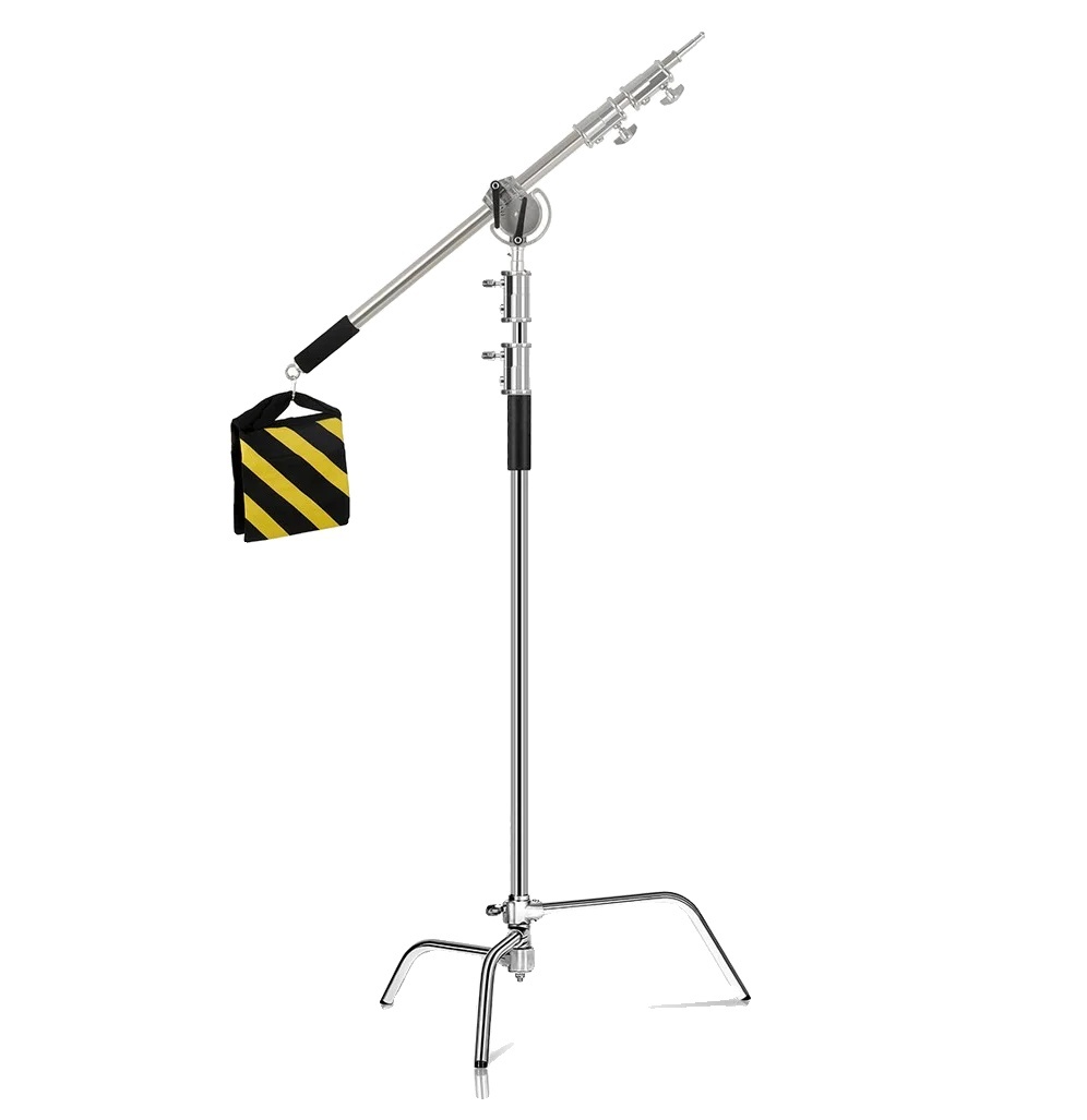 Fotografie C-Stand, verstellbare Höhe 2,6 m, langlebige Konstruktion aus rostfreiem Stahl, 2.6M Mit Querträger