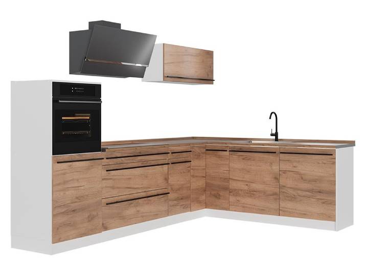 Eckküche Vicco R-Line Goldkraft Eiche/Weiß 287 x cm Arbeitsplatte Goldkraft Eiche, Model 66064