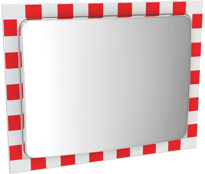 Moravia Miroir de circulation en acier inoxydable 400 × 600 mm cadre rouge/blanc + collier 76 mm (242.12.680)