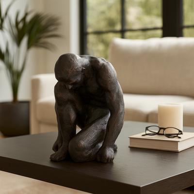 Sagebrook Home "Modern Resin Kneeling Figurative Statue - 16"", Black - 15.0"""