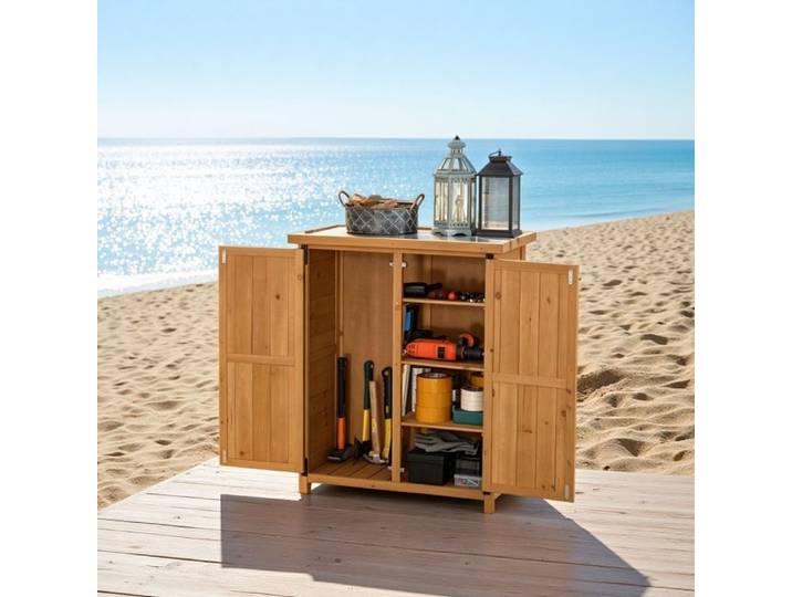 Armoire de rangement de jardin en bois avec étagères meuble de rangement de jardin bois naturel
