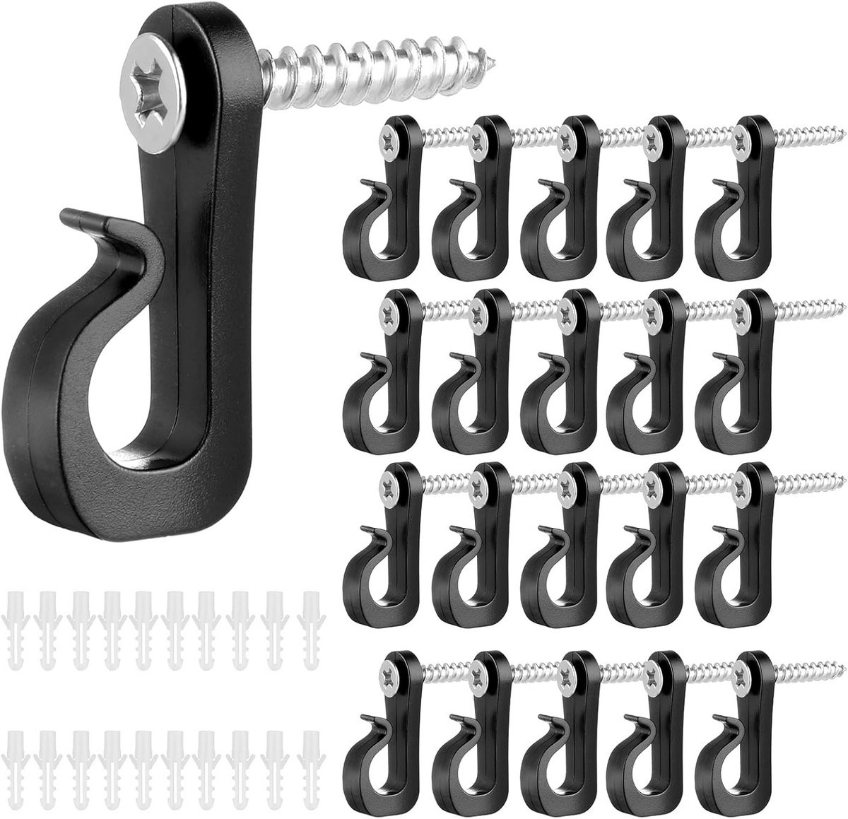 20 Stuks Heavy Duty Schroefhaken voor Buiten - Lichtslippers Clips voor Hangende Lichtdraden