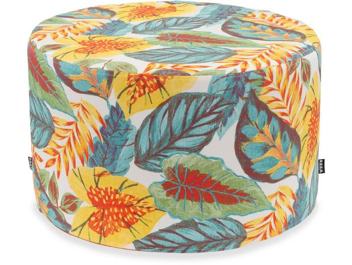 H.O.C.K. Sitzhocker H.O.C.K. Tropical Outdoor Hocker rund Pouf ø60x40cm yellow aqua sunny, Hocker, Sitzhocker, Pouf Hocker, Barhocker - wetterfest, vielseitig