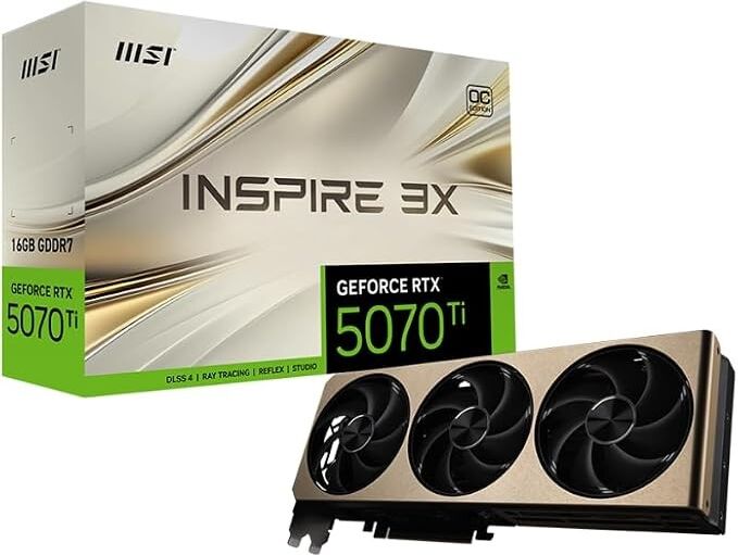 MSI GeForce RTX 5070 Ti 16GB INSPIRE 3X OC Graphics Card - Black