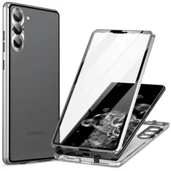 Cover-Discount Magnetische Schutzhülle mit Panzerglas silber (Samsung Galaxy S24), Smartphone Hülle, Silber
