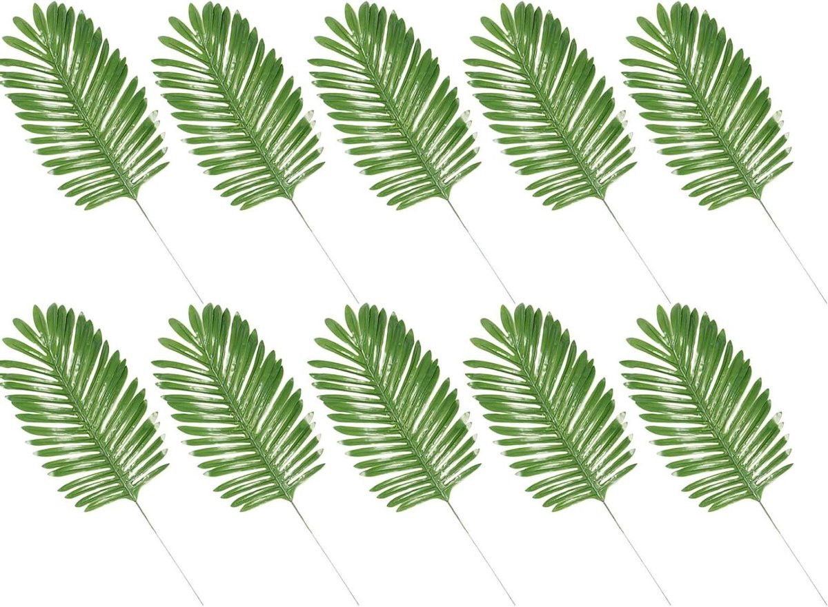 10 stuks Kunstpalmbladeren - Groene Imitatie Bladeren voor Tropische Decoratie