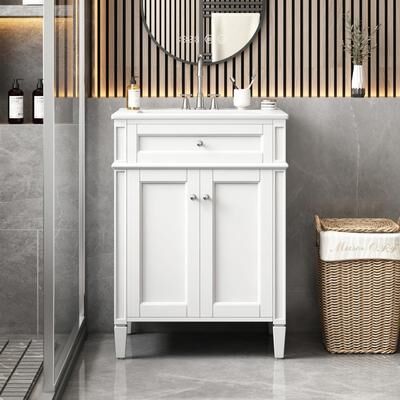 CARMORICO "24"" Bathroom Vanity with 2 Doors and Tip-Out Drawer - Bathroom Storage Cabinet with Sink"